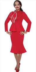 Stellar Looks 600251 - Red - 2 pc Crystal Trim Scuba Skirt Set